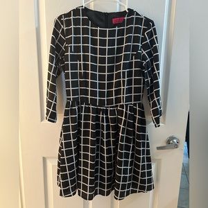 Boohoo Black & White Geometric Checkered Print Dress